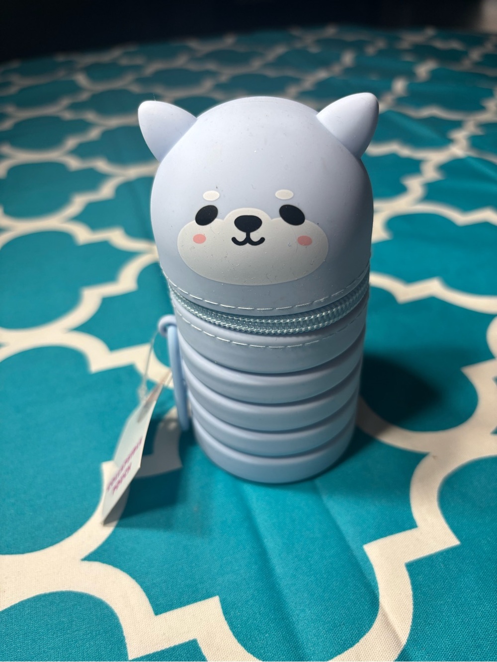 New Cute Pastel Blue Animal-Shaped Collapsible Pouch Travel Case